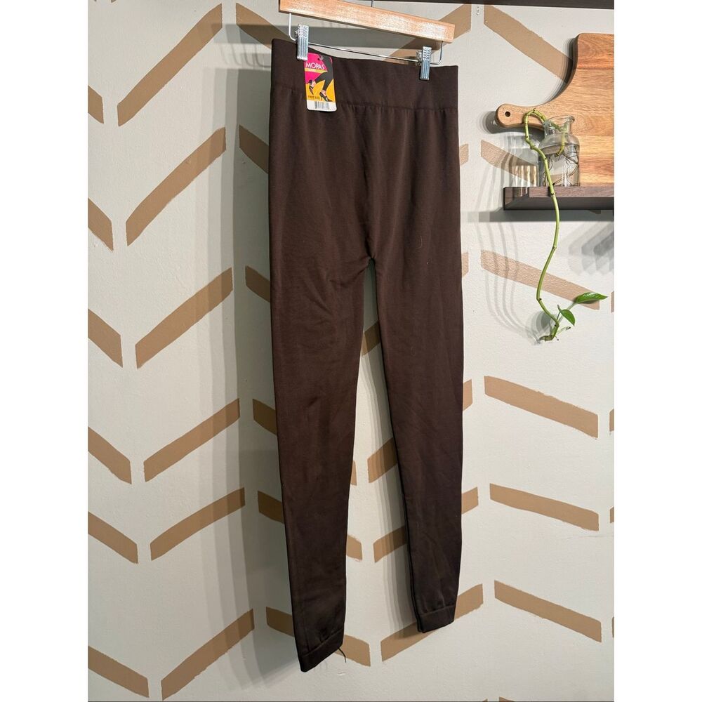 Mopas Brown Stretch High Waist Fleece Long Pull On Leggings One‎ Size NWT